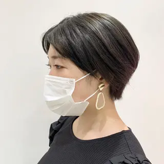 ショート カラー 韓国風ハッシュカット 似合わせレイヤー池袋のヘアスタイル