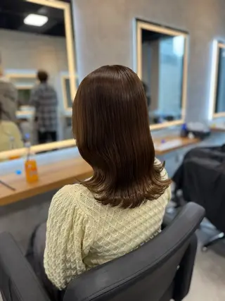 ミディアム カラー ヘアアレンジ レイヤー×透明感カラ ーHAYATOのヘアスタイル
