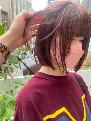 ショート カラー センターパート/ 暖色カラーayuのヘアスタイル