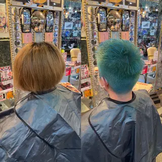 ショート カラー パーマ ヘアアレンジ メンズ 🌈派手髪エクステ ブレイズ🌈ひろとのヘアスタイル