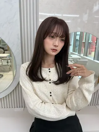 セミロング カラー 顔周り/透明感カラー /似合わせ/難波雄雅のヘアスタイル