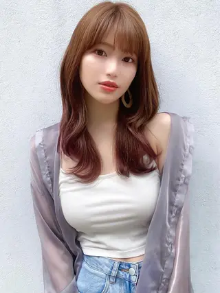 セミロング カラー 顔周り/くびれヘア 韓国ヘア💕風間るなのヘアスタイル