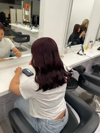 セミロング カラー ヘアアレンジ 💗横浜美容室 💗HARUNAのヘアスタイル