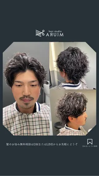 ミディアム パーマ 【メンズ限定】三浦 正弘【深夜0時〜◎】のヘアスタイル