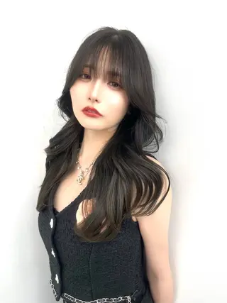 ロング カラー 透明感カラー✨🩵 韓国ヘアkanatoのヘアスタイル