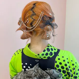 ミディアム ヘアアレンジ レイヤー/ウルフ/ ハイトーンchimiのヘアスタイル