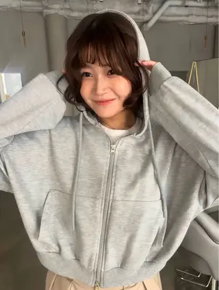 ショート パーマ 透明感カラー/パーマ オレンジmiyo⭐️のヘアスタイル