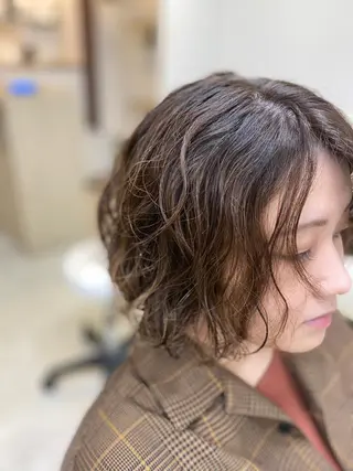 ショート カラー パーマ 長谷川 誠志のヘアスタイル