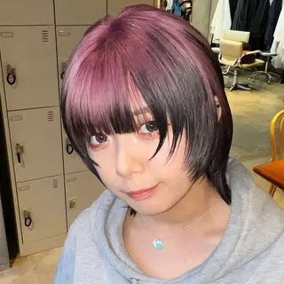 カラー ウルフ/レイヤー/ ブリーチカラーのヘアスタイル