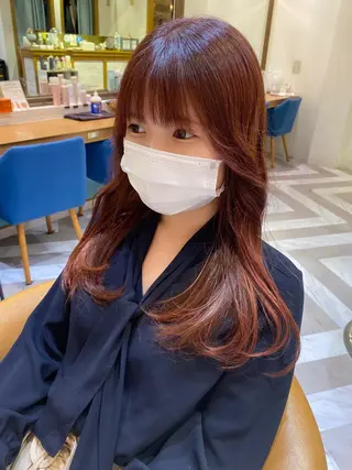 セミロング カラー レイヤーと顔まわり 大好き❣️関口拓馬のヘアスタイル