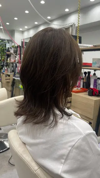 セミロング カラー パーマ/ブリーチ 新大久保/シンのヘアスタイル