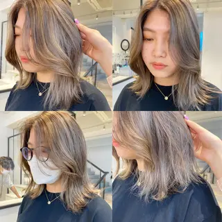 ミディアム カラー レイヤーカット カノン🩷のヘアスタイル