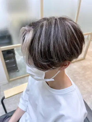 ミディアム カラー メンズ ☁️ケアブリーチ￤ ウルフ￤Shioriのヘアスタイル