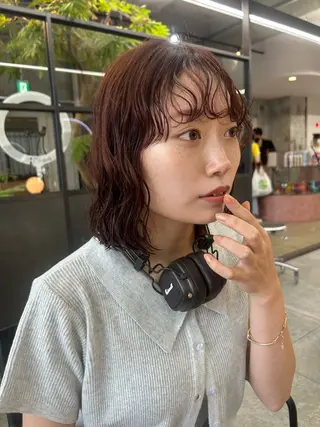 ミディアム カラー maho/垢抜け カラーパーマメイクのヘアスタイル