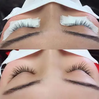 マツエク・マツパ レイヤーカット✖️ 柔らかベージュカラーのヘアスタイル