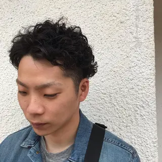ショート カラー パーマ メンズ ニュアンスパーマ/ レイヤー/茶屋町のヘアスタイル