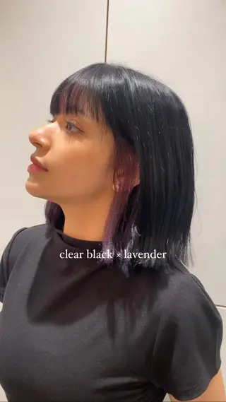 ミディアム ミオ💎ショート 透ける暗髪のヘアスタイル
