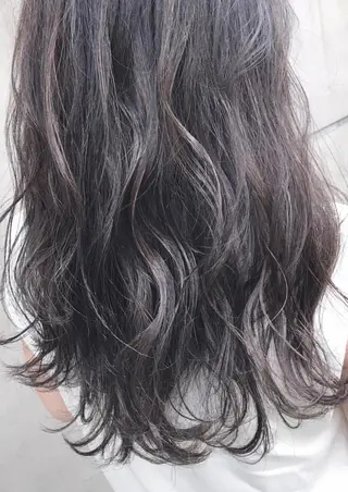 セミロング カラー パーマ ヘアアレンジ チビ編み込みエクステ シールEXどぅ〜すのヘアスタイル