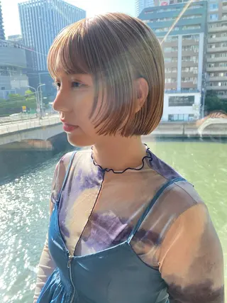 ショート カラー 似合わせカット レイヤー/ボブのヘアスタイル