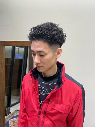 パーマ メンズ 慎太朗/パーマ/ボブ /センターパートのヘアスタイル