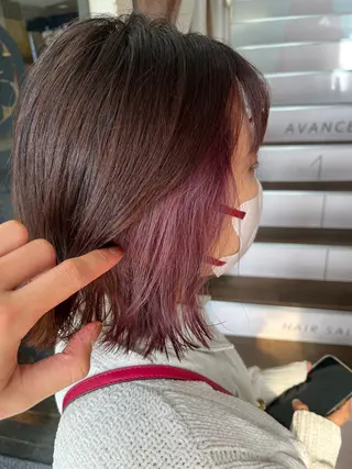 ミディアム カラー パーマ ヘアアレンジ 【暗め透明感カラー】 【インナー】小島良太のヘアスタイル