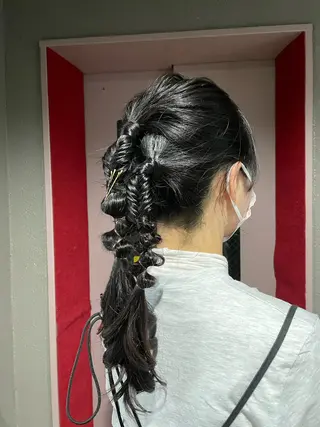 ミディアム ヘアアレンジ レイヤー/透けカラー アレンジ/篠崎渚彩のヘアスタイル