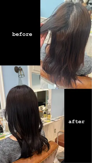 ロング カラー 艶カラー👾ブリーチ なし暖色👾ユースケのヘアスタイル