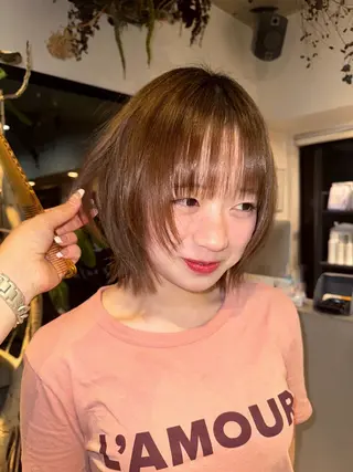 ミディアム ハイトーン/パーマ 大名 sakiのヘアスタイル