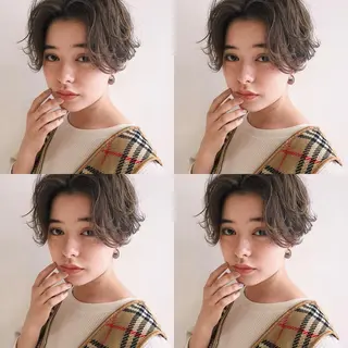 ショート カラー パーマ ヘアアレンジ 松田 亮葉のヘアスタイル