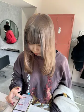 セミロング カラー 🧡梅田ハイトーン カラー🧡runaのヘアスタイル