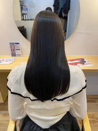 ロング パーマ 艶カラー／ストレート かとうゆうき🍯のヘアスタイル