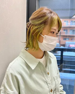 ミディアム カラー ママ美容師 ＊ヒマワリのヘアスタイル