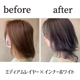 ミディアム カラー 💎髪質改善/縮毛 矯正💎メンズパーマのヘアスタイル