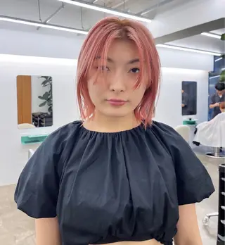 ミディアム カラー ムード造るハイトーン ケアブリーチ/ユウキのヘアスタイル