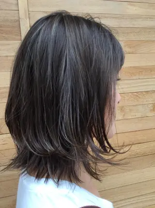 ミディアム カラー パーマ ヘアアレンジ 【白髪ぼかし 専門GBG】自由が丘のヘアスタイル
