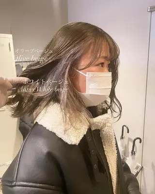 ミディアム カラー パーマ ヘアアレンジ メンズ キッズ ネイル マツエク・マツパ アイブロウ 韓国/トレンド レイヤー【101】のヘアスタイル