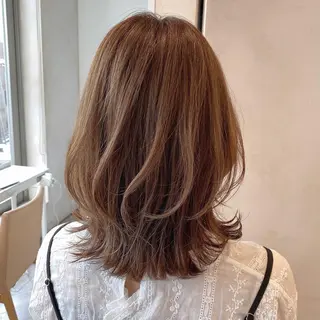 ミディアム カラー 顔まわりカット🌟 くびれヘア/寺門遥輝のヘアスタイル