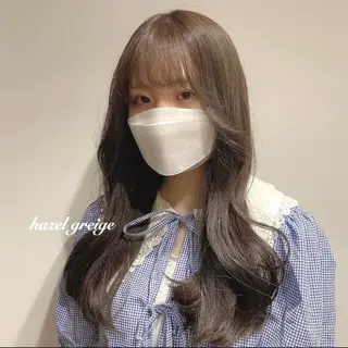 ロング カラー パーマ ヘアアレンジ 新宿⌇韓国風ヘア ⌇透明感カラーのヘアスタイル