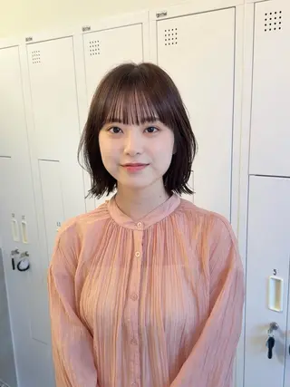 ミディアム カラー クロスパーマ× 透明感カラー✂︎のヘアスタイル