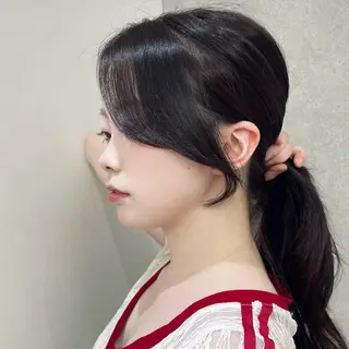 ロング ハッシュカット🖤✨ 顔周り/韓国ヘアのヘアスタイル