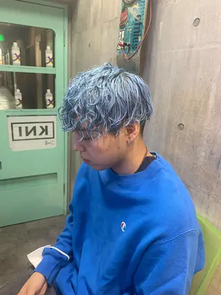 ショート カラー メンズ ハイトーン/メンズ/ ウルフ特化   小松のヘアスタイル