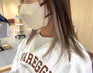 ミディアム カラー 酸性ストレート/ブリ ーチなしWカラー河本のヘアスタイル