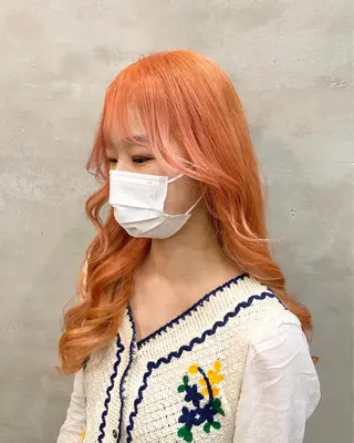 ロング カラー ヘアアレンジ 【ピンク/韓国ヘア/ ヘアセット】亜海のヘアスタイル