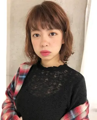 ミディアム カラー パーマ ヘアアレンジ 【白髪ぼかし 専門GBG】自由が丘のヘアスタイル