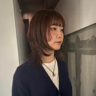 ミディアム カラー mirai/レイヤー ボブ/デザインのヘアスタイル