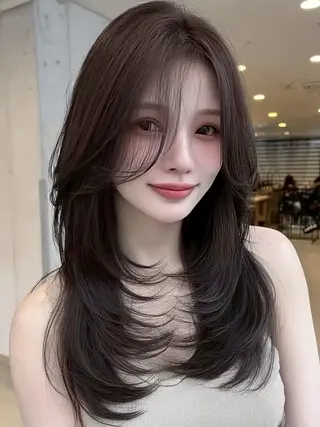 セミロング ✨縮毛矯正/韓国 レイヤー/源✨のヘアスタイル