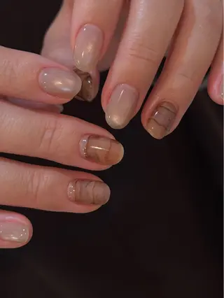 ネイル なんば堀江/育爪施術 ニュアンス✻Kaphのネイルデザイン