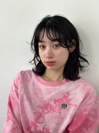 ミディアム パーマ さとう あやかのヘアスタイル