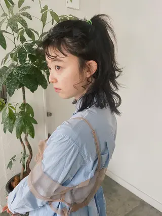 ミディアム ヘアアレンジ 藤原 怜央のヘアスタイル