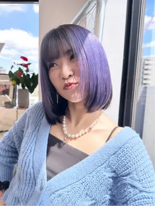 ミディアム カラー ヘアアレンジ TAKUMAブリーチ /切りっぱなし🪽のヘアスタイル